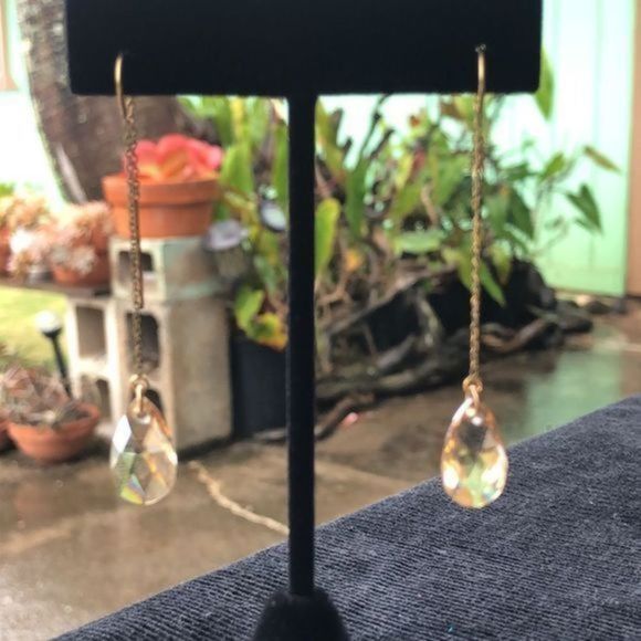 169. Gold Filled Crystal Threader Earrings - Picture 10 of 13